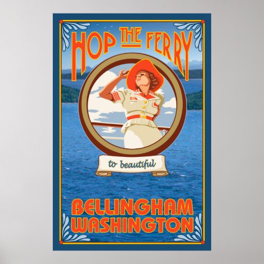 Vrouw Riding Ferry - Bellingham, Washington Poster (Voorkant)