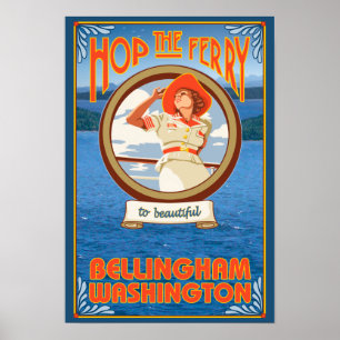 Vrouw Riding Ferry - Bellingham, Washington Poster