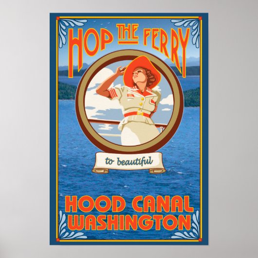 Vrouw Riding Ferry - Hood Canal, Washington Poster (Voorkant)