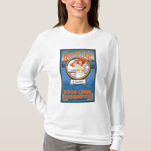 Vrouw Riding Ferry - Hood Canal, Washington T-shirt (Voorkant)