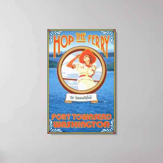 Vrouw Riding Ferry - Port Townsend Washington Canvas Afdruk (Voorkant)