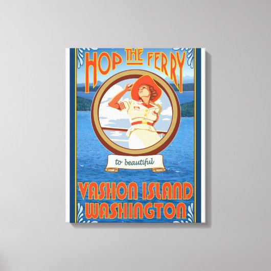 Vrouw Riding Ferry - Vashon Island, Washington Canvas Afdruk (Voorkant)