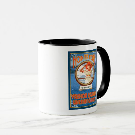 Vrouw Riding Ferry - Vashon Island, Washington Mok (Voorkant rechts)