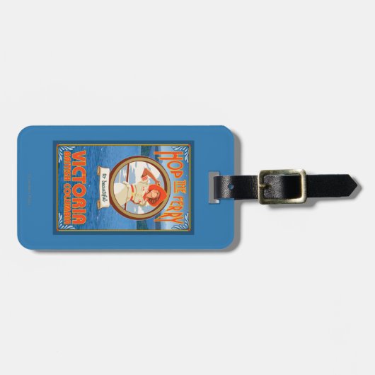 Vrouw Riding Ferry - Victoria, BC Canada Bagagelabel (Voorkant horizontaal)