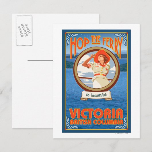Vrouw Riding Ferry - Victoria, BC Canada Briefkaart (Voorkant / Achterkant)