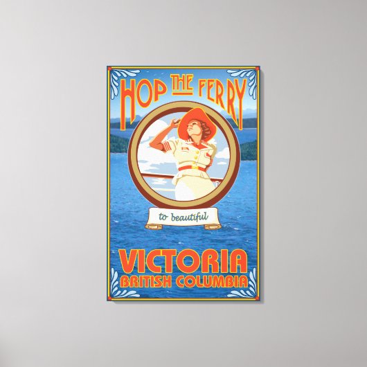 Vrouw Riding Ferry - Victoria, BC Canada Canvas Afdruk (Voorkant)