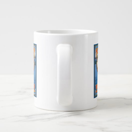 Vrouw Riding Ferry - Victoria, BC Canada Grote Koffiekop (Achterkant)