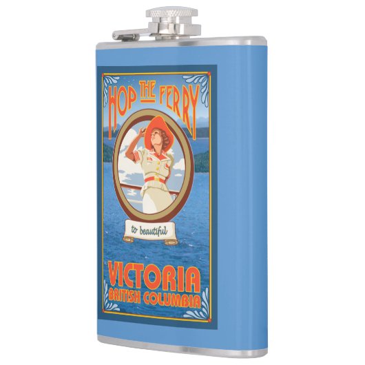 Vrouw Riding Ferry - Victoria, BC Canada Heupfles (Links)