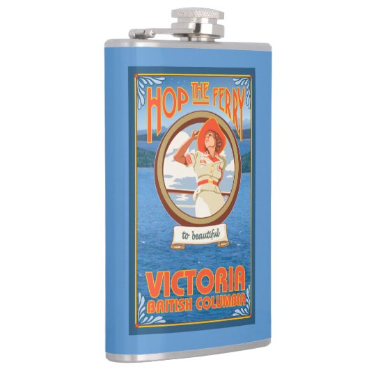 Vrouw Riding Ferry - Victoria, BC Canada Heupfles (Rechts)