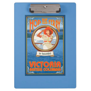 Vrouw Riding Ferry - Victoria, BC Canada Klembord