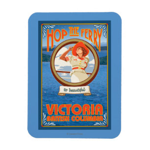 Vrouw Riding Ferry - Victoria, BC Canada Magneet