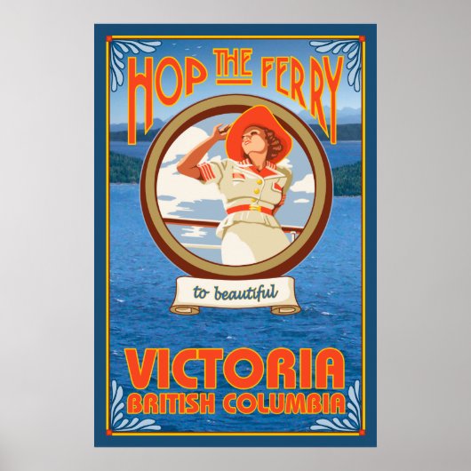 Vrouw Riding Ferry - Victoria, BC Canada Poster (Voorkant)