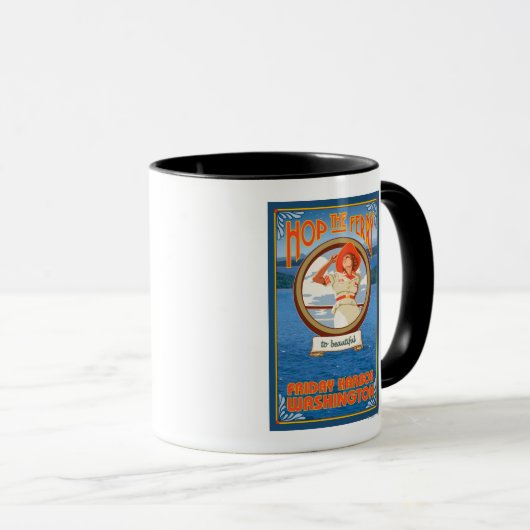 Vrouw Riding Ferry - Vrijdag Harbour, Washington Mok (Voorkant rechts)