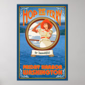 Vrouw Riding Ferry - Vrijdag Harbour, Washington Poster (Voorkant)