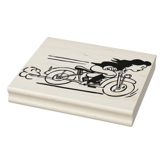 Vrouw Rijden Motorfiets Biker Chick Art Rubberstempel (Stempel)
