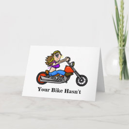Vrouw Rijden Motorfiets Verjaardag Kaart