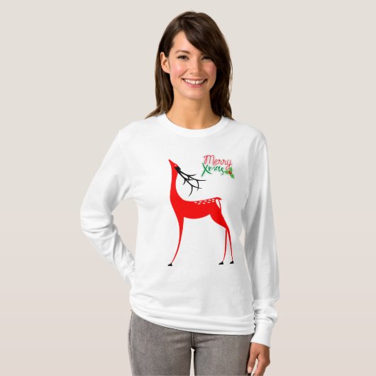 Vrouw Rindedarshirt van Merry Xmas T-shirt (Voorkant volledig)