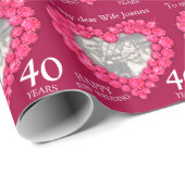 Vrouw robijn jubileum voeg uw foto en jaarwrap toe cadeaupapier (Rol Hoek)