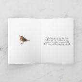 Vrouw Robins op een wegwijzer Feestdagen Kaart (Binnen)