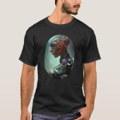 Vrouw Robot Sci Fi Cyborg Unieke Futuristische Dig T-shirt (Voorkant)