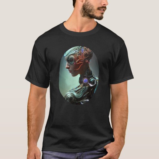 Vrouw Robot Sci Fi Cyborg Unieke Futuristische Dig T-shirt (Voorkant)