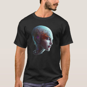Vrouw Robot Sci Fi Cyborg Unieke Futuristische Dig T-shirt