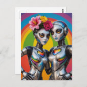 Vrouw Robots in Liefde Briefkaart (Voorkant / Achterkant)