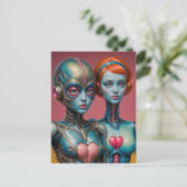 Vrouw Robots Scifi Briefkaart (Staand voorkant)