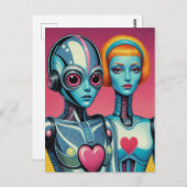 Vrouw Robots Scifi Heart Briefkaart (Voorkant / Achterkant)