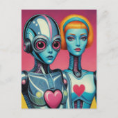Vrouw Robots Scifi Heart Briefkaart (Voorkant)