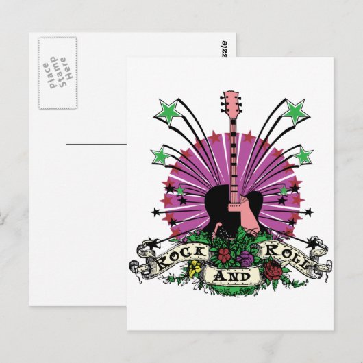 Vrouw Rock n Roll Briefkaart (Voorkant / Achterkant)