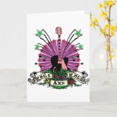 Vrouw Rock n Roll Kaart (Gele Bloem)