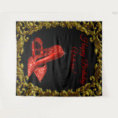 Vrouw Rode Schoen Verjaardagsfeest L Achtergrond Wandkleed (Voorkant (horizontaal))