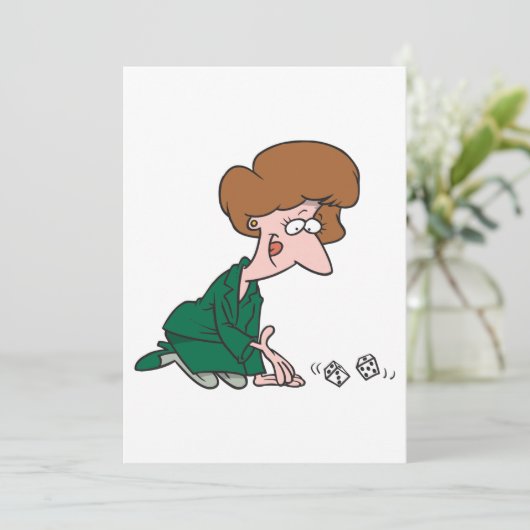 Vrouw Rolling Dice Uitnodigingen (Staand voorkant)