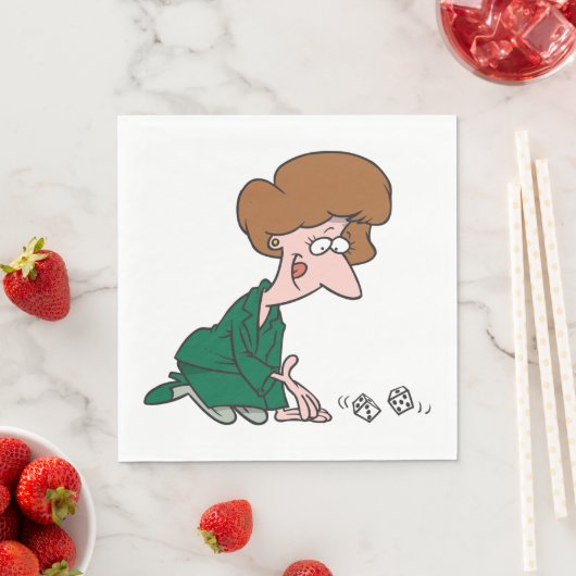 Vrouw Rolling dobbelstenen papier servetten (Insitu)