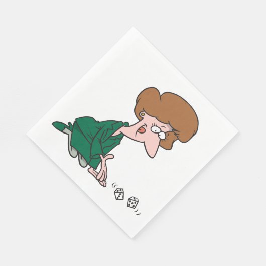 Vrouw Rolling dobbelstenen papier servetten (Hoek)