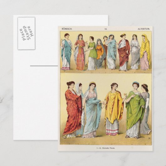 Vrouw Roman Dress Briefkaart (Voorkant / Achterkant)