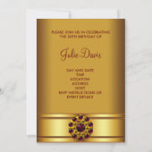 Vrouw rood gouden verjaardagsfeest kaart (Achterkant)