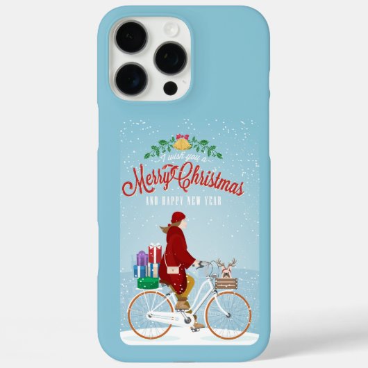 Vrouw: Roodrijdende fiets Kerst-kersttelefoon Case-Mate iPhone Case (Achterkant)