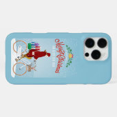 Vrouw: Roodrijdende fiets Kerst-kersttelefoon iPhone Hoesje (Achterkant horizontaal)