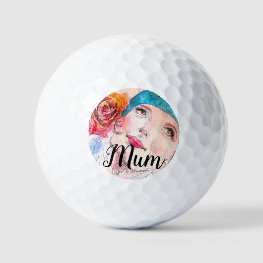 Vrouw Roos Waterverf Flower Mum Golf Golfballen (Voorkant)
