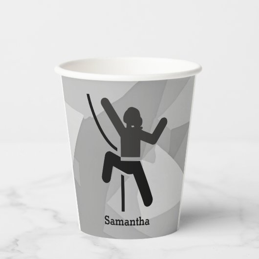 Vrouw-rotsklimmer Papieren Bekers (Voorkant)