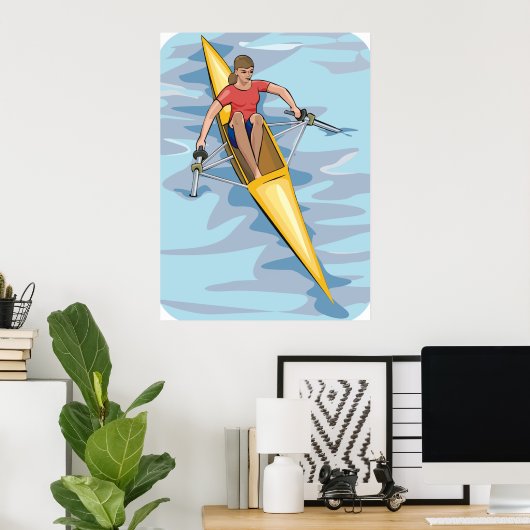 Vrouw Rower Poster (Thuiskantoor)