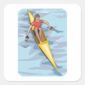 Vrouw Rower Vierkante Sticker (Voorkant)