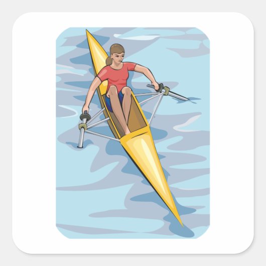Vrouw Rower Vierkante Sticker (Voorkant)