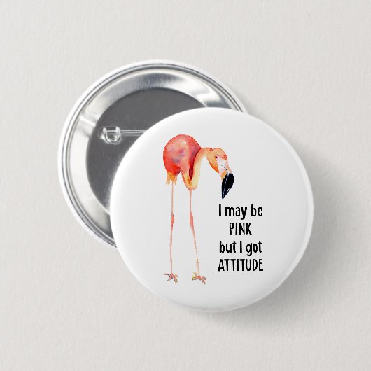Vrouw Roze Flamingo met Attitude Ronde Button 5,7 Cm (Voorkant /achterkant)