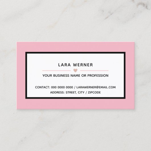 vrouw roze modern rechthoekig professional visitekaartje (Voorkant)