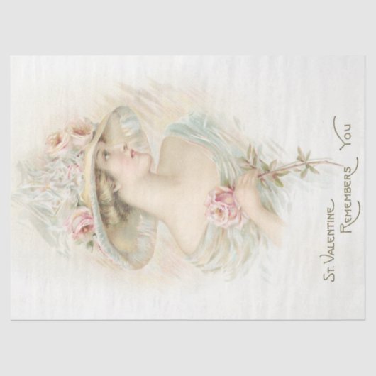  Vrouw Roze Rose Valentijn Decoupage Craft Tissuepapier (Voorkant)