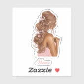 Vrouw Roze Stijlvolle Moderne Bloemen Aangepaste N Sticker (Vel)