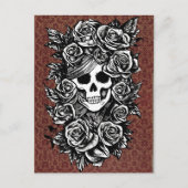 Vrouw Rozen Gothic Oorspronkelijke inkttekening Ku Briefkaart (Voorkant)